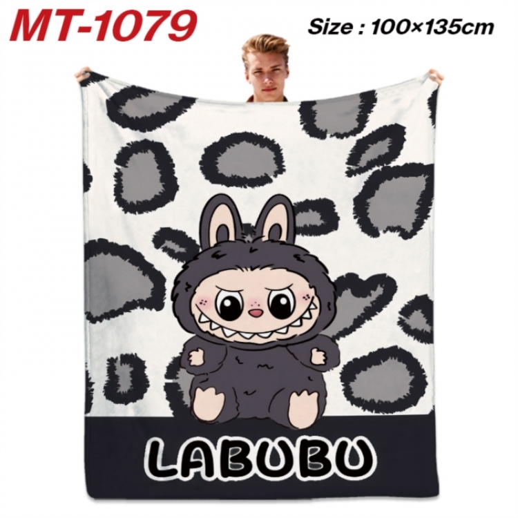 Labubu Anime flannel blanket air conditioner quilt double-sided printing 100x135cm