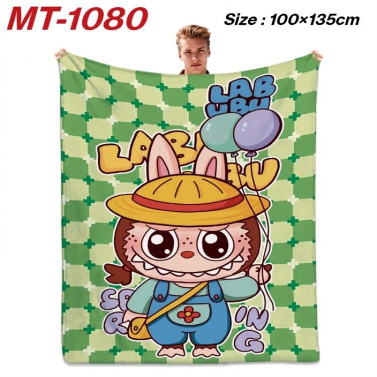 Labubu Anime flannel blanket air conditioner quilt double-sided printing 100x135cm
