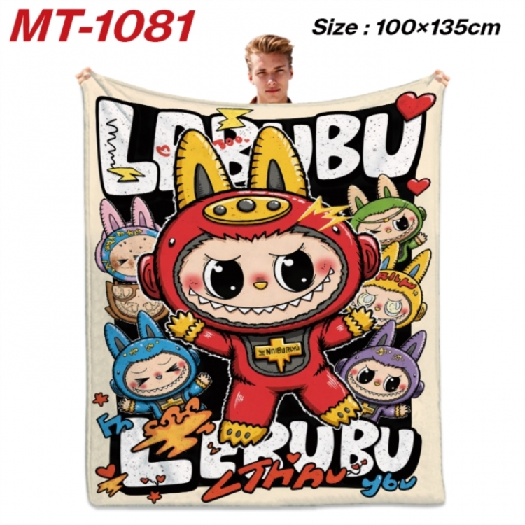 Labubu Anime flannel blanket air conditioner quilt double-sided printing 100x135cm