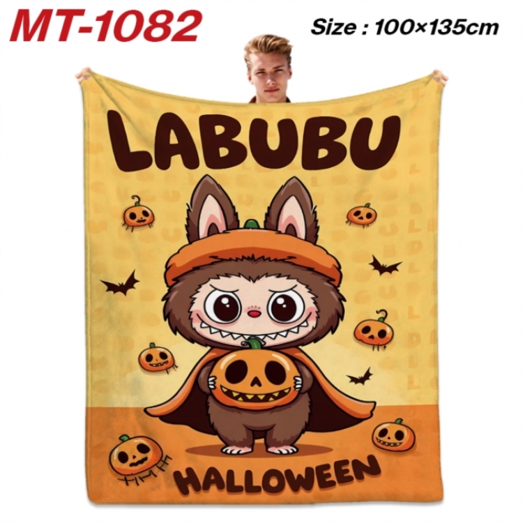 Labubu Anime flannel blanket air conditioner quilt double-sided printing 100x135cm