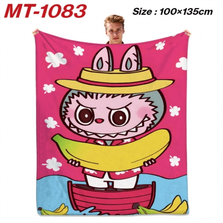 Labubu Anime flannel blanket air conditioner quilt double-sided printing 100x135cm