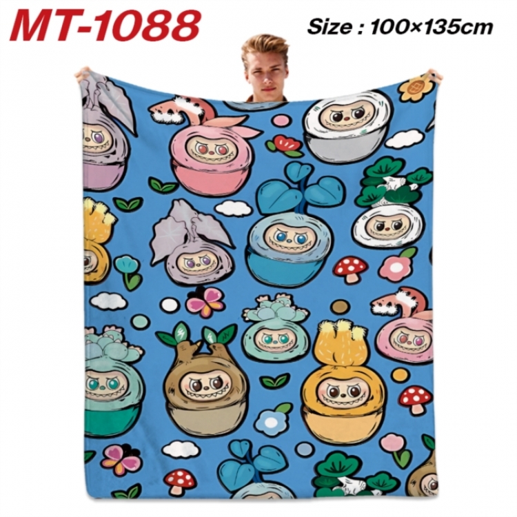 Labubu Anime flannel blanket air conditioner quilt double-sided printing 100x135cm