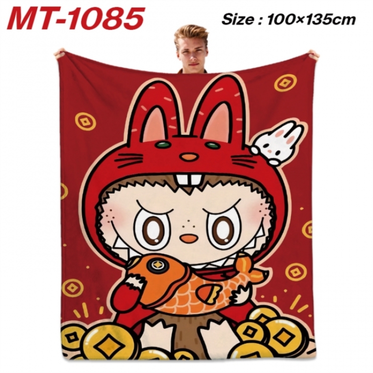 Labubu Anime flannel blanket air conditioner quilt double-sided printing 100x135cm