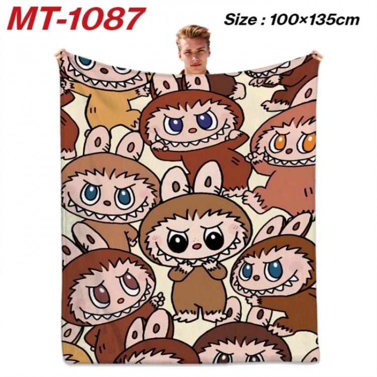 Labubu Anime flannel blanket air conditioner quilt double-sided printing 100x135cm