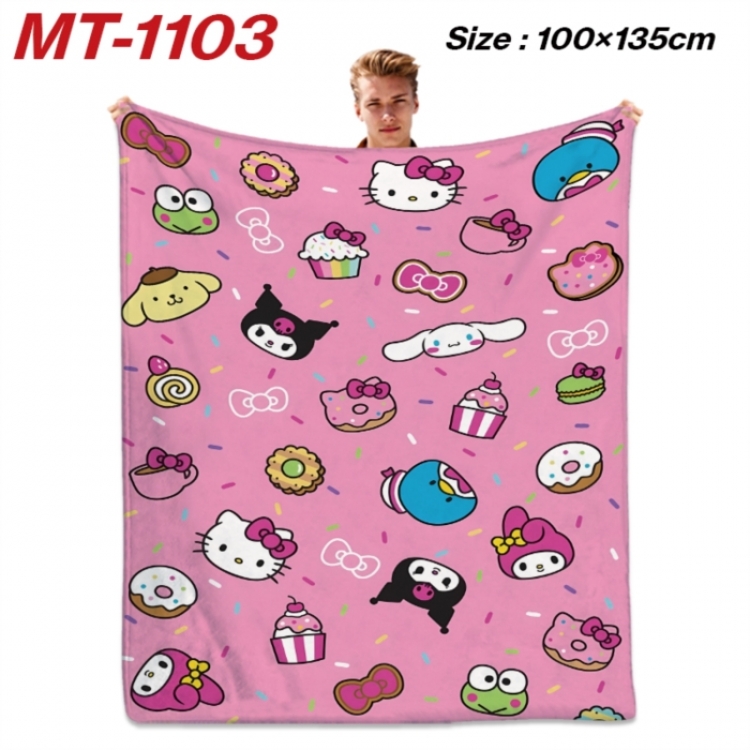 Sanrio Anime flannel blanket air conditioner quilt double-sided printing 100x135cm