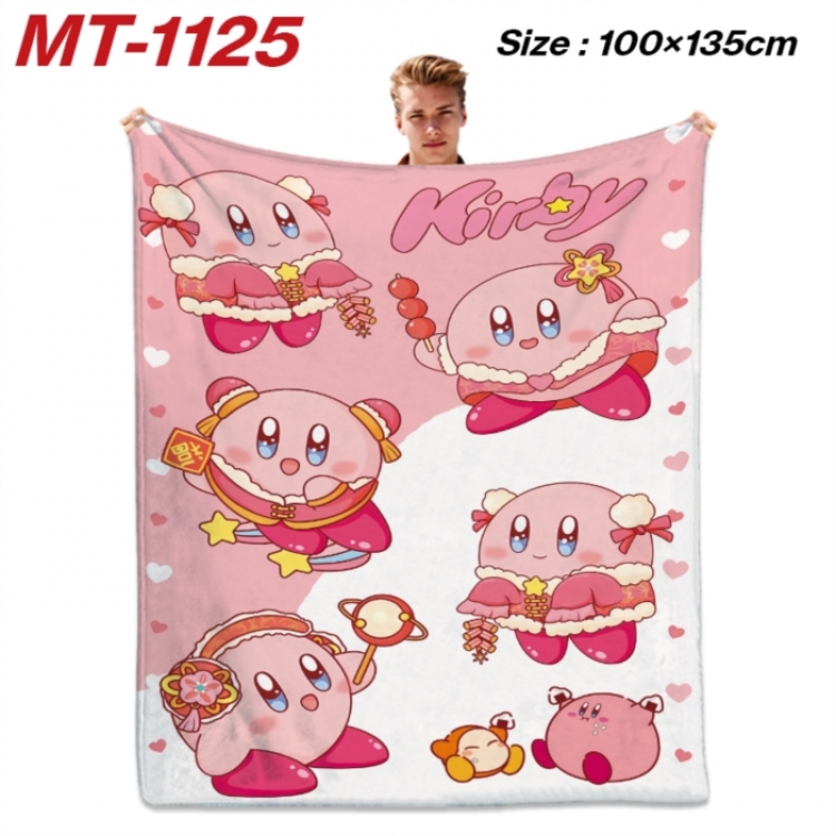 Kirby Anime flannel blanket air conditioner quilt double-sided printing 100x135cm