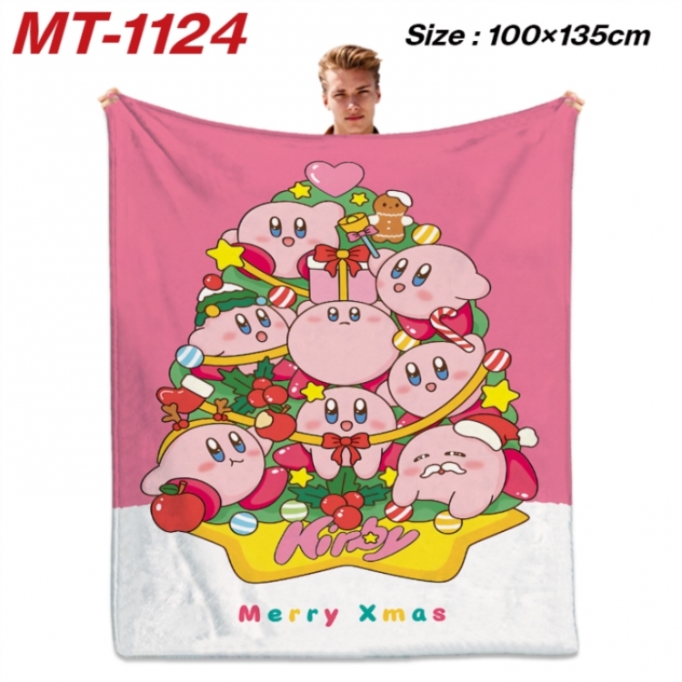 Kirby Anime flannel blanket air conditioner quilt double-sided printing 100x135cm