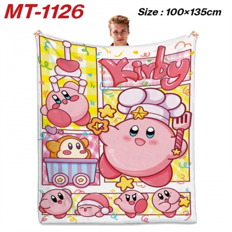 Kirby Anime flannel blanket air conditioner quilt double-sided printing 100x135cm