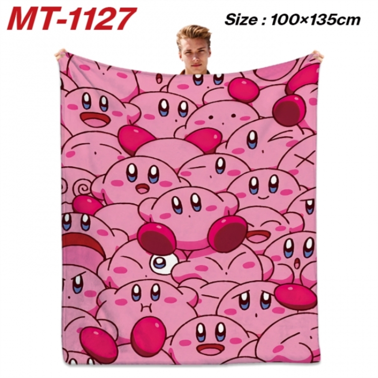 Kirby Anime flannel blanket air conditioner quilt double-sided printing 100x135cm