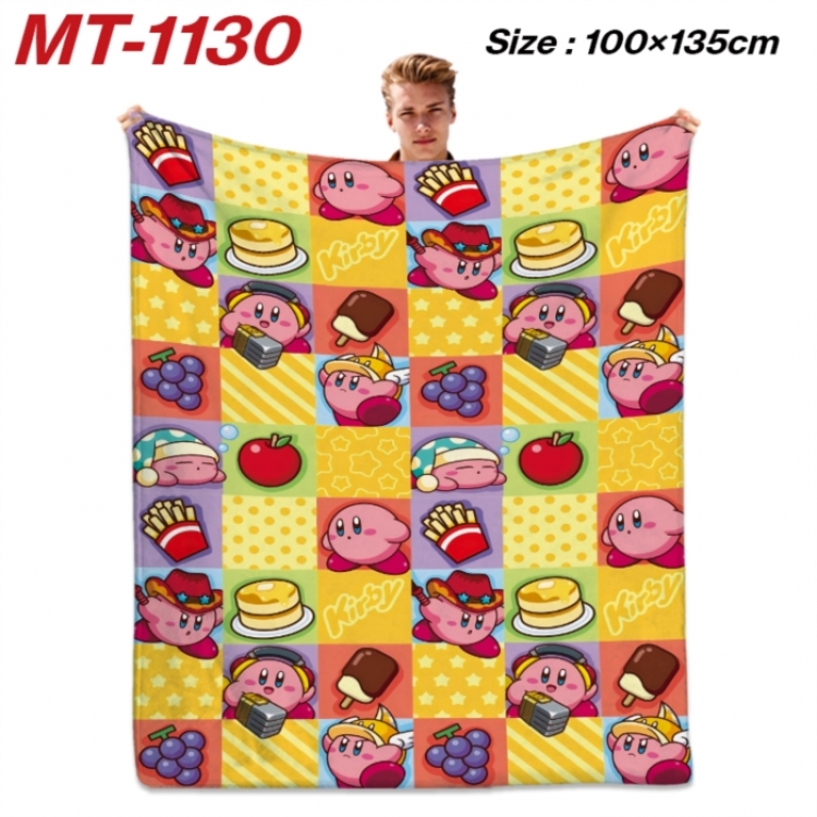 Kirby Anime flannel blanket air conditioner quilt double-sided printing 100x135cm