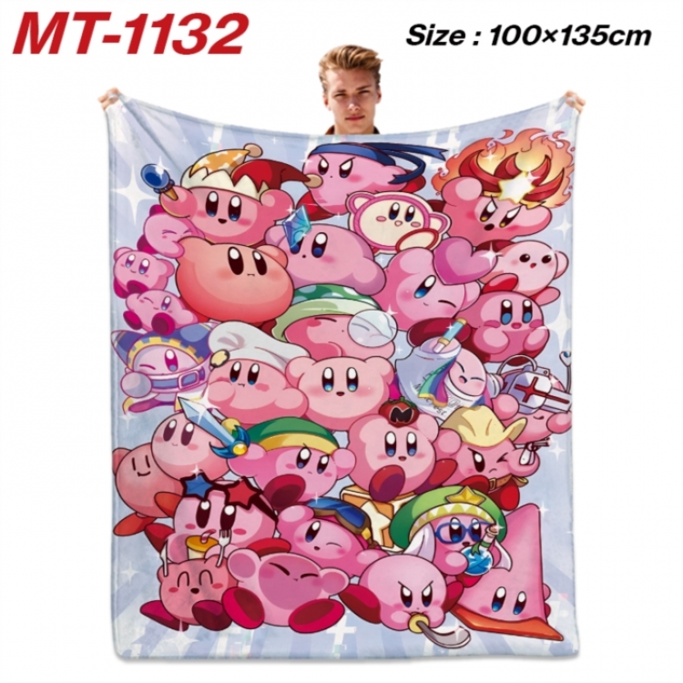 Kirby Anime flannel blanket air conditioner quilt double-sided printing 100x135cm