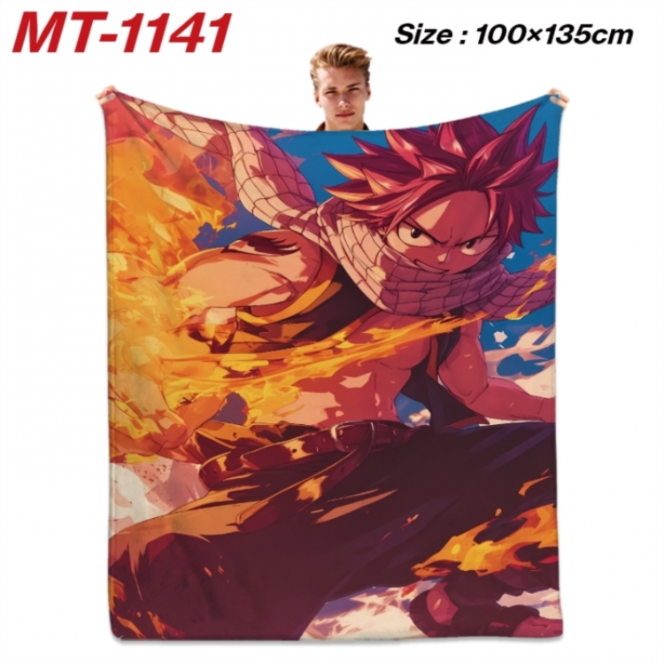 Fairy tail Anime flannel blanket air conditioner quilt double-sided printing 100x135cm