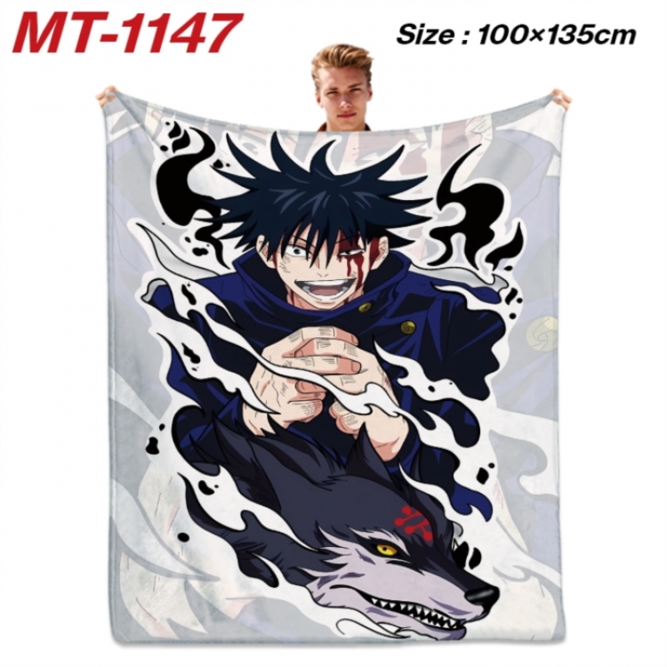 Jujutsu Kaisen  Anime flannel blanket air conditioner quilt double-sided printing 100x135cm