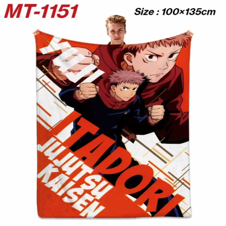 Jujutsu Kaisen  Anime flannel blanket air conditioner quilt double-sided printing 100x135cm