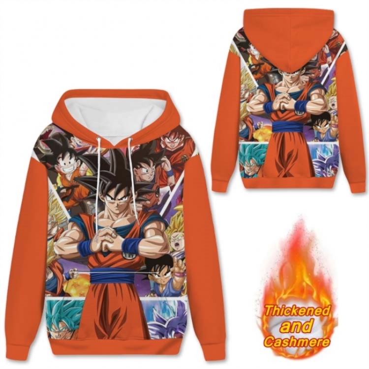 DRAGON BALL Anime Full Color plus velvet padded pullover hooded sweater from S to 4XL