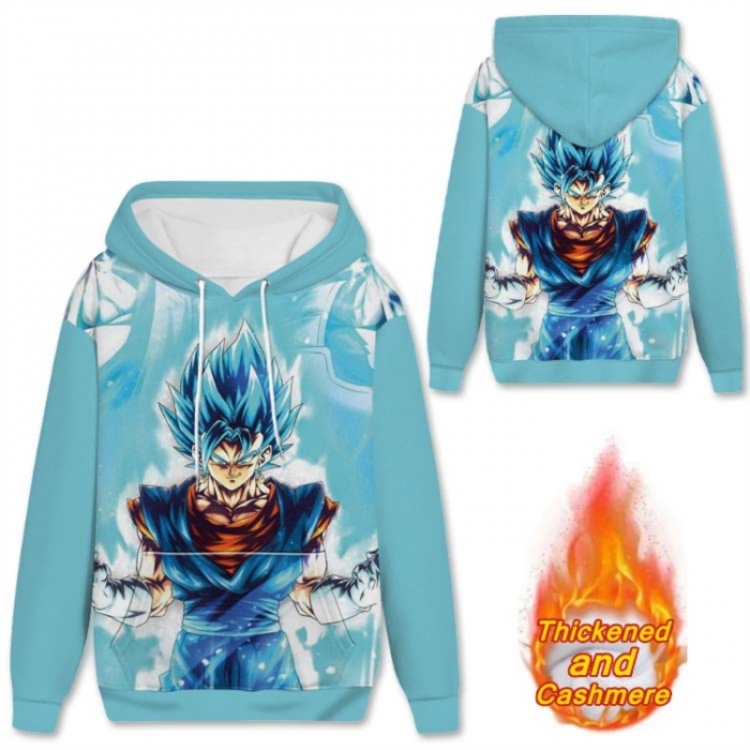 DRAGON BALL Anime Full Color plus velvet padded pullover hooded sweater from S to 4XL