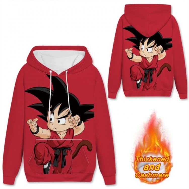 DRAGON BALL Anime Full Color plus velvet padded pullover hooded sweater from S to 4XL
