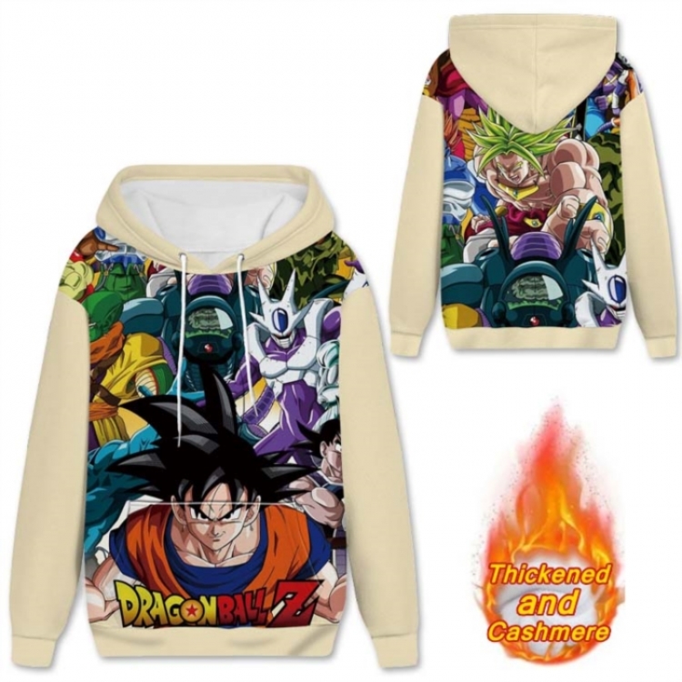 DRAGON BALL Anime Full Color plus velvet padded pullover hooded sweater from S to 4XL