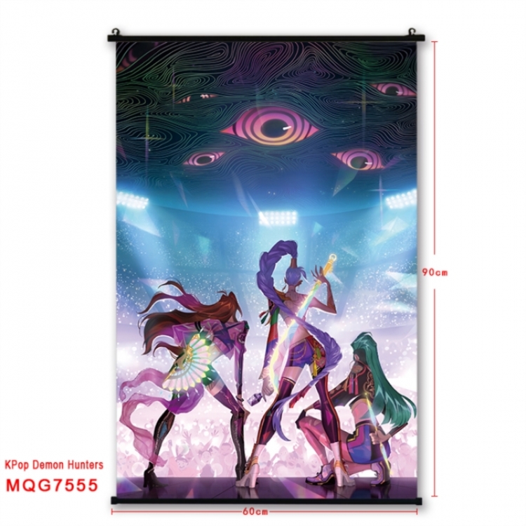 Demon Hunter Anime black Plastic rod Cloth painting Satin cloth Wall Scroll 60X90CM 