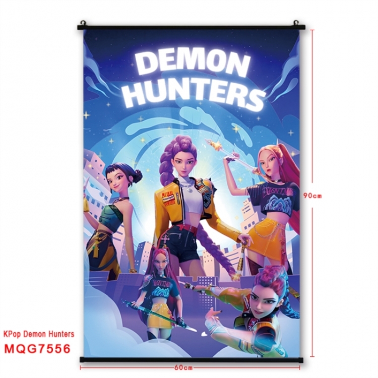 Demon Hunter Anime black Plastic rod Cloth painting Satin cloth Wall Scroll 60X90CM 