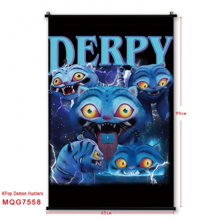 Demon Hunter Anime black Plastic rod Cloth painting Satin cloth Wall Scroll 60X90CM 