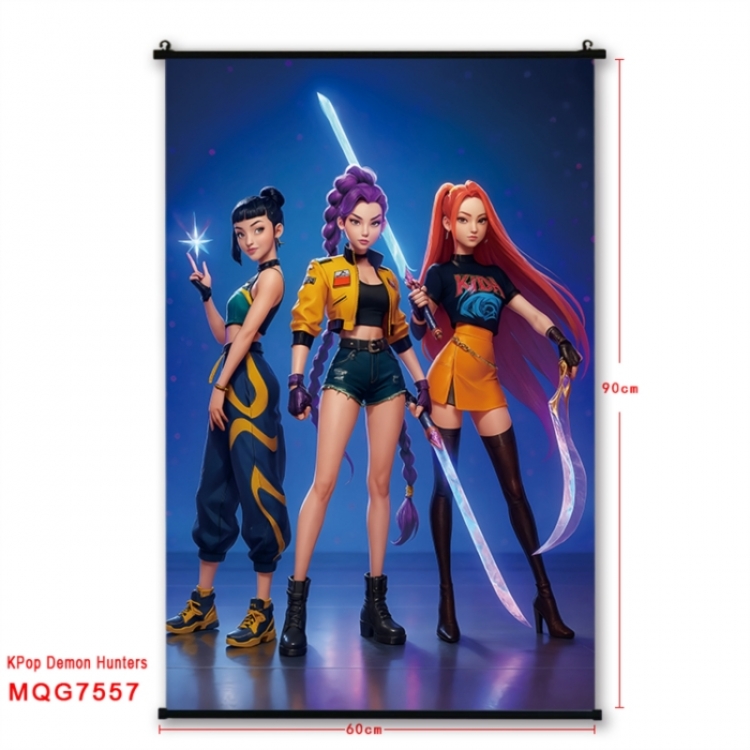 Demon Hunter Anime black Plastic rod Cloth painting Satin cloth Wall Scroll 60X90CM 