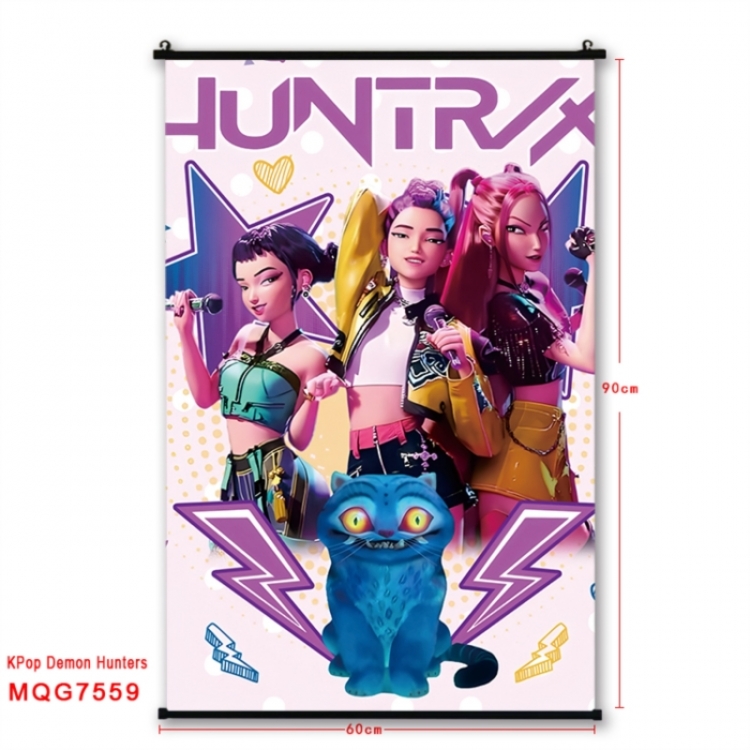 Demon Hunter Anime black Plastic rod Cloth painting Satin cloth Wall Scroll 60X90CM 