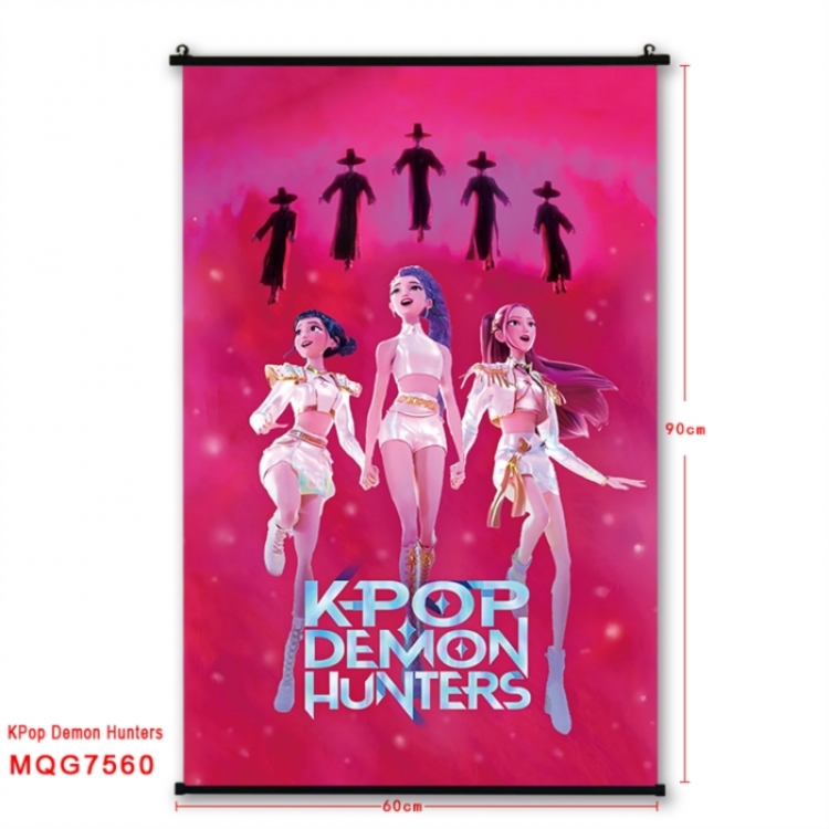 Demon Hunter Anime black Plastic rod Cloth painting Satin cloth Wall Scroll 60X90CM 