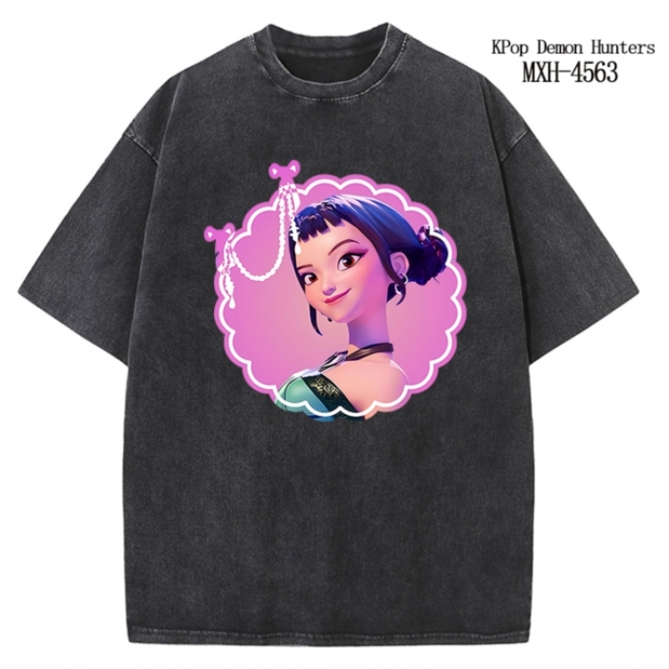 K-Pop Demon Hunters Anime peripheral pure cotton washed and worn T-shirt from S to 4XL