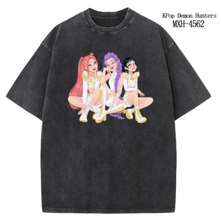 K-Pop Demon Hunters Anime peripheral pure cotton washed and worn T-shirt from S to 4XL