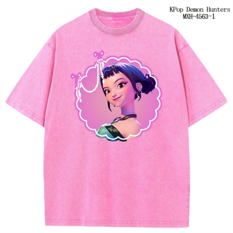 K-Pop Demon Hunters Anime peripheral pure cotton washed and worn T-shirt from S to 4XL
