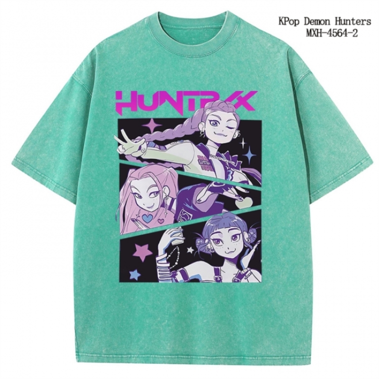 K-Pop Demon Hunters Anime peripheral pure cotton washed and worn T-shirt from S to 4XL