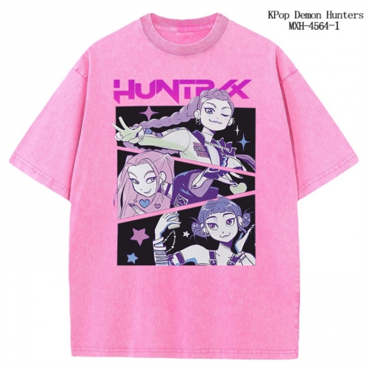 K-Pop Demon Hunters Anime peripheral pure cotton washed and worn T-shirt from S to 4XL