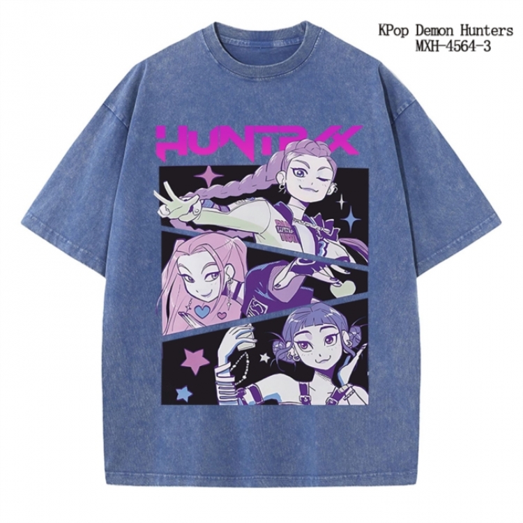 K-Pop Demon Hunters Anime peripheral pure cotton washed and worn T-shirt from S to 4XL