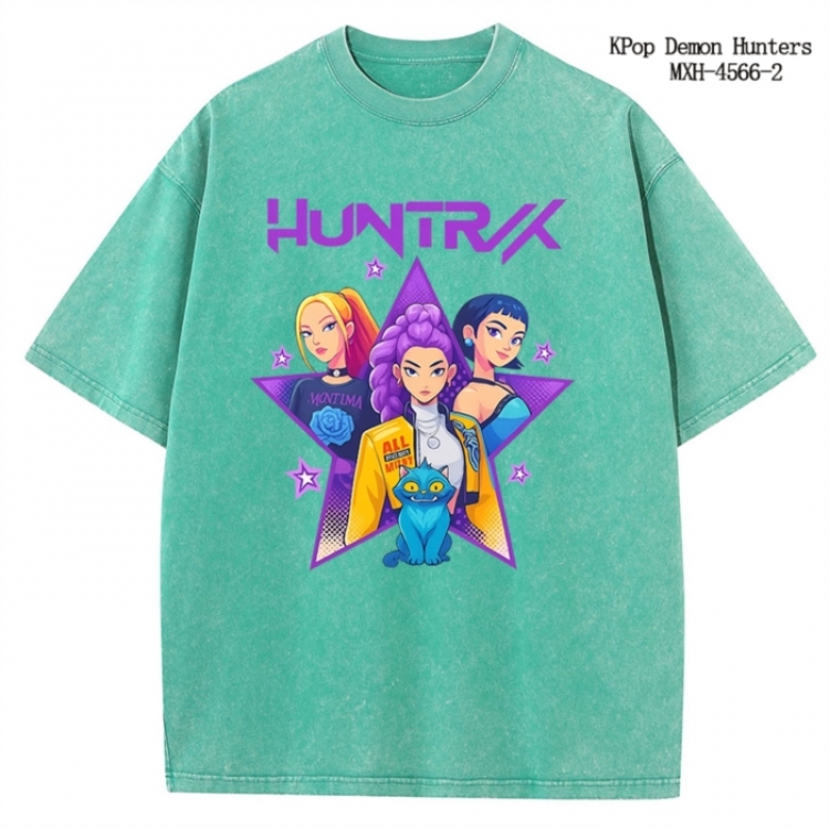 K-Pop Demon Hunters Anime peripheral pure cotton washed and worn T-shirt from S to 4XL