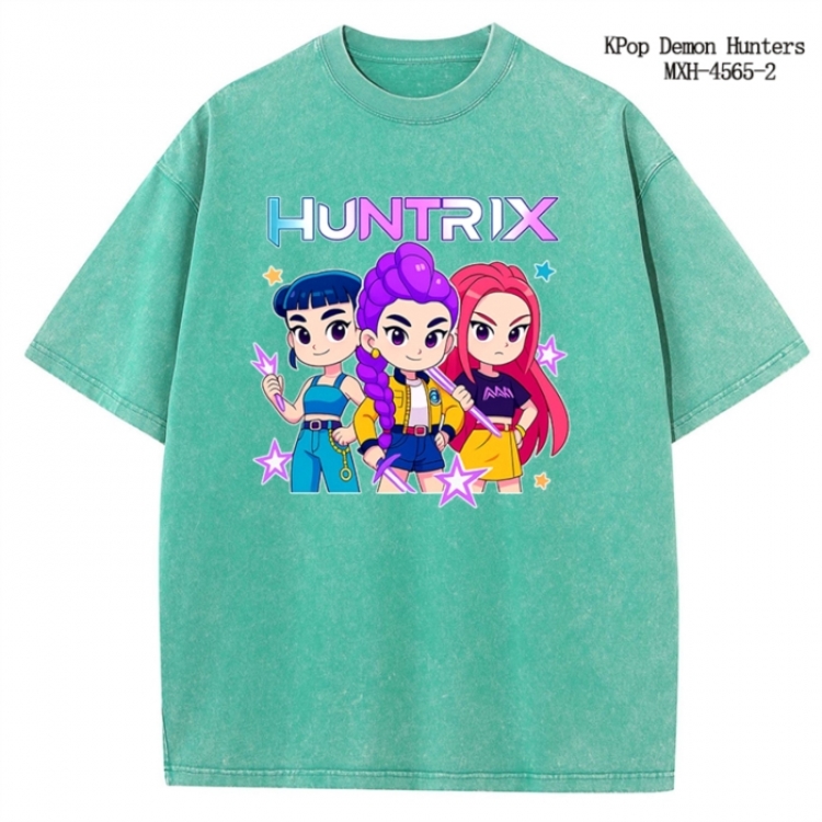 K-Pop Demon Hunters Anime peripheral pure cotton washed and worn T-shirt from S to 4XL