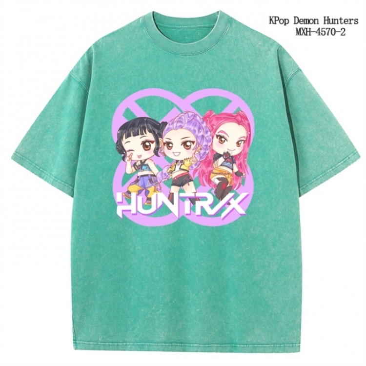 K-Pop Demon Hunters Anime peripheral pure cotton washed and worn T-shirt from S to 4XL