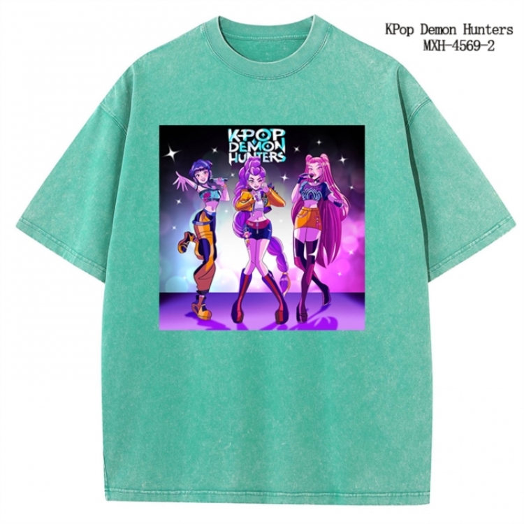 K-Pop Demon Hunters Anime peripheral pure cotton washed and worn T-shirt from S to 4XL