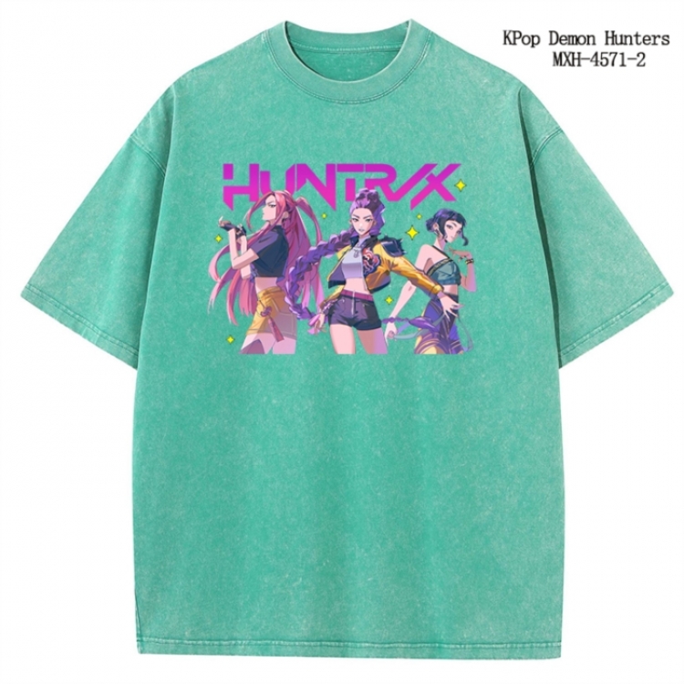 K-Pop Demon Hunters Anime peripheral pure cotton washed and worn T-shirt from S to 4XL
