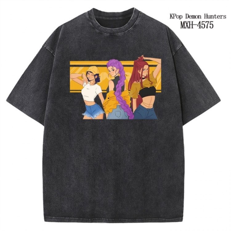 K-Pop Demon Hunters Anime peripheral pure cotton washed and worn T-shirt from S to 4XL