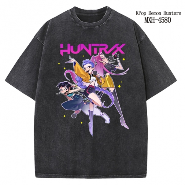 K-Pop Demon Hunters Anime peripheral pure cotton washed and worn T-shirt from S to 4XL