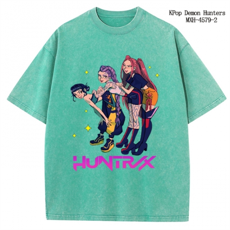 K-Pop Demon Hunters Anime peripheral pure cotton washed and worn T-shirt from S to 4XL