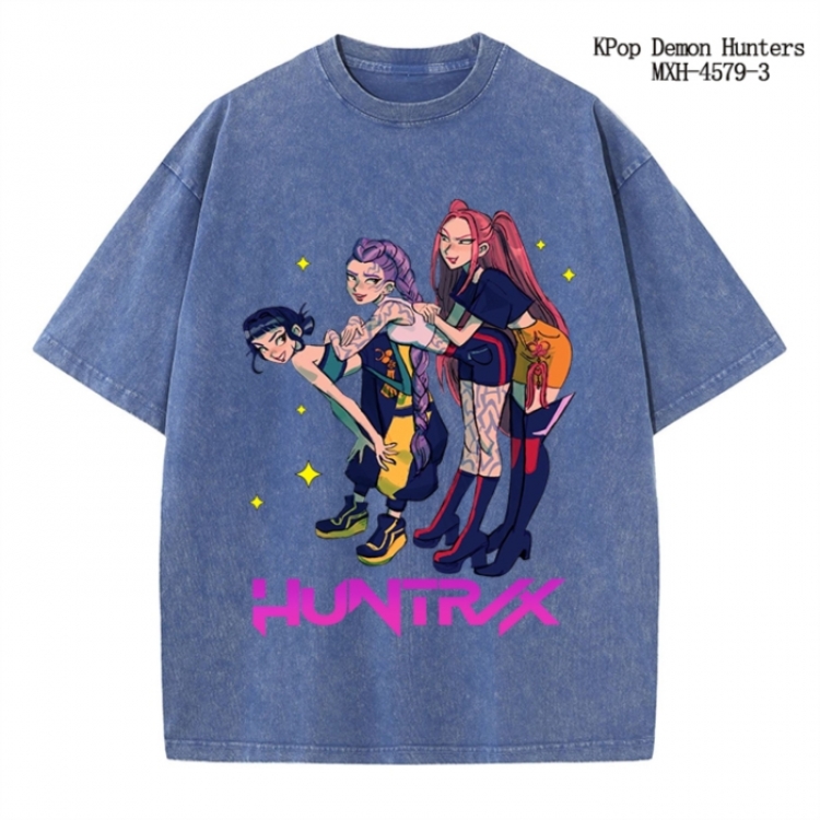 K-Pop Demon Hunters Anime peripheral pure cotton washed and worn T-shirt from S to 4XL