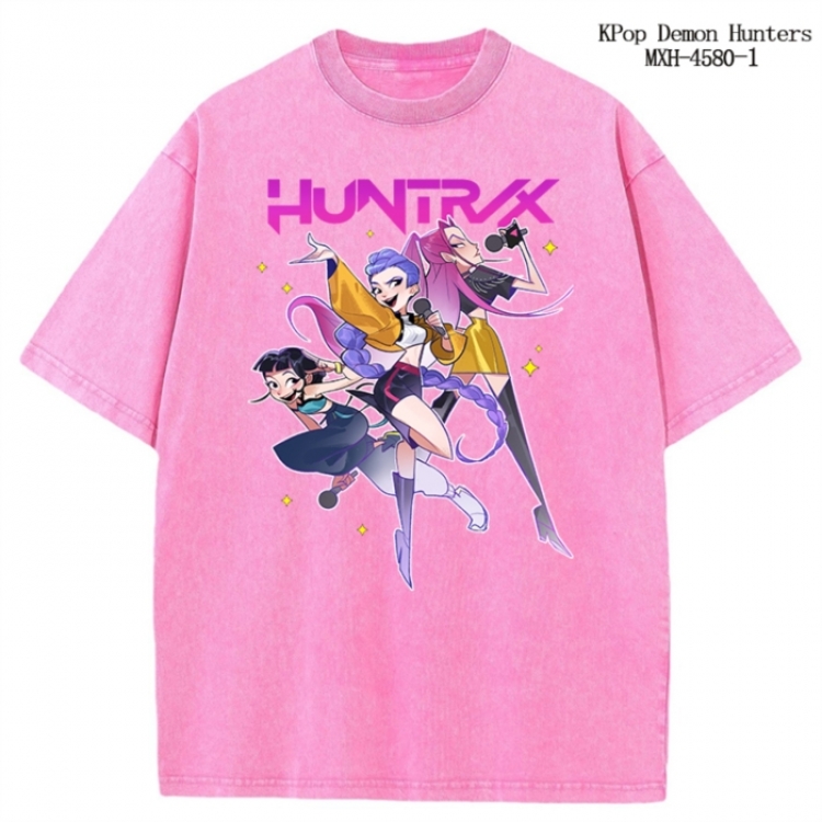 K-Pop Demon Hunters Anime peripheral pure cotton washed and worn T-shirt from S to 4XL