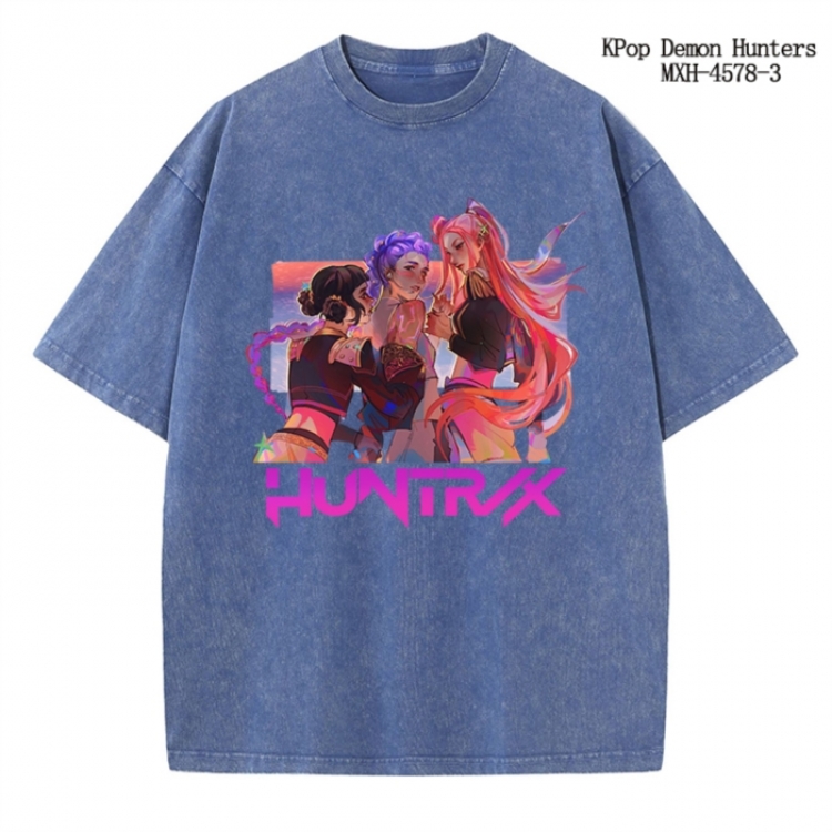 K-Pop Demon Hunters Anime peripheral pure cotton washed and worn T-shirt from S to 4XL