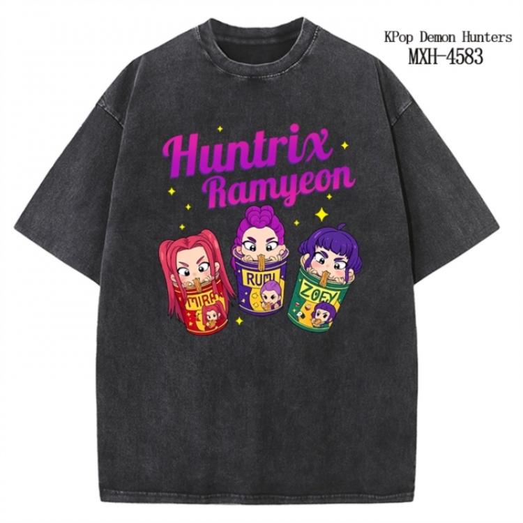 K-Pop Demon Hunters Anime peripheral pure cotton washed and worn T-shirt from S to 4XL