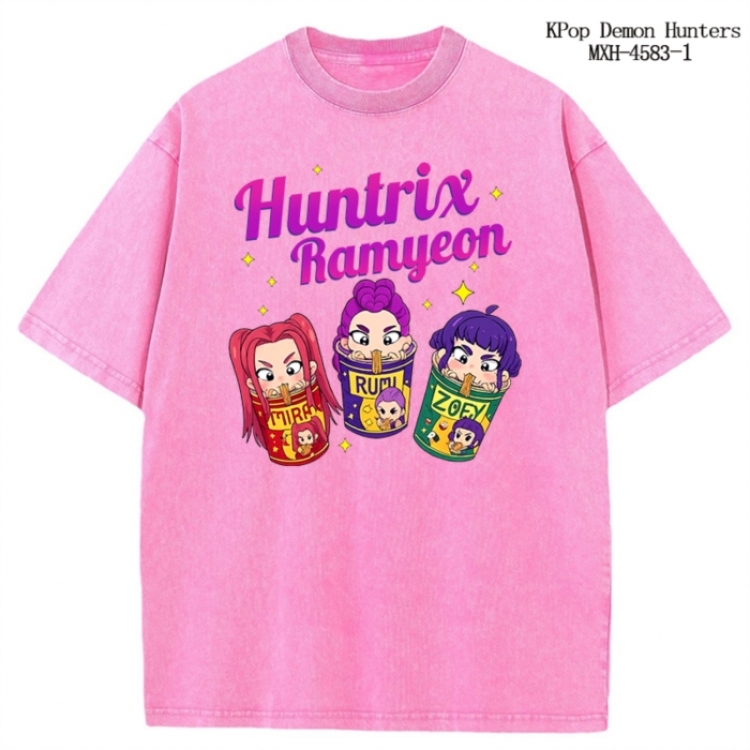 K-Pop Demon Hunters Anime peripheral pure cotton washed and worn T-shirt from S to 4XL