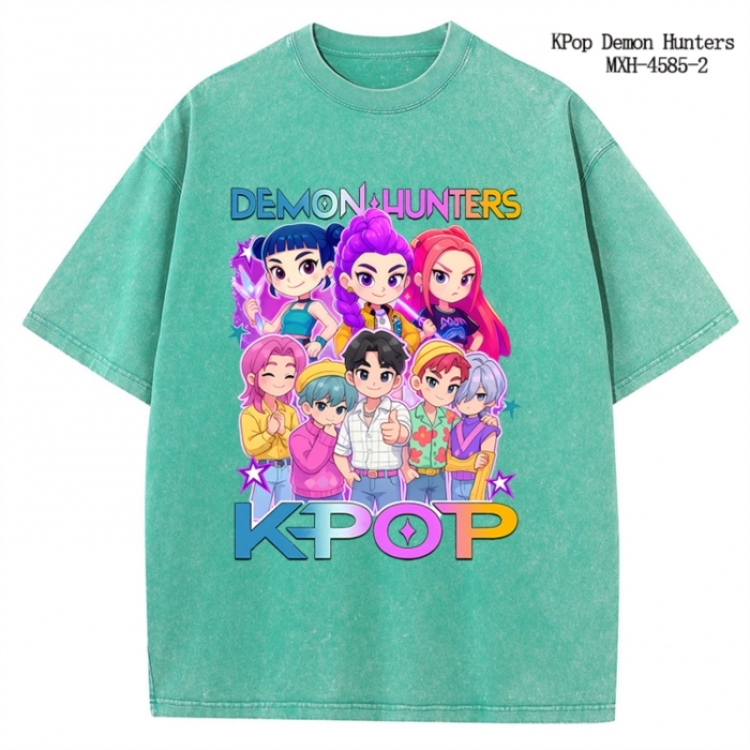 K-Pop Demon Hunters Anime peripheral pure cotton washed and worn T-shirt from S to 4XL