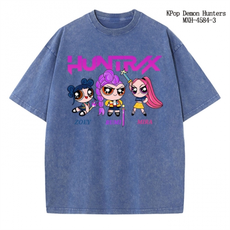 K-Pop Demon Hunters Anime peripheral pure cotton washed and worn T-shirt from S to 4XL