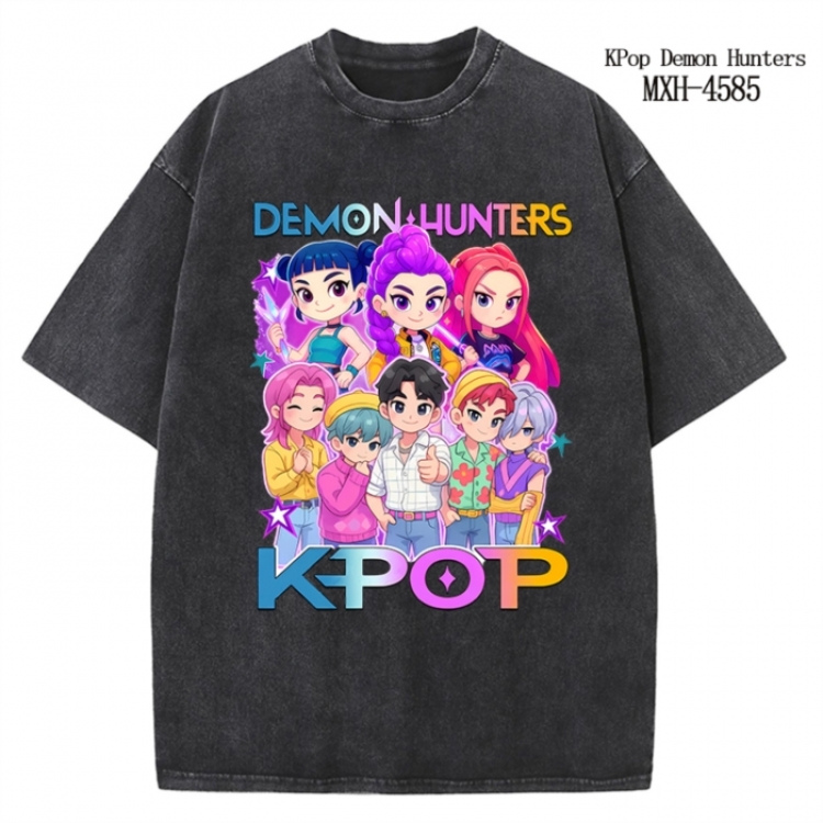 K-Pop Demon Hunters Anime peripheral pure cotton washed and worn T-shirt from S to 4XL